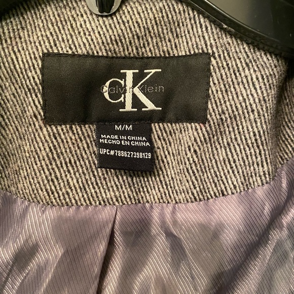 Gray Calvin Klein Wool Blend Belted Coat Medium - Picture 3 of 7